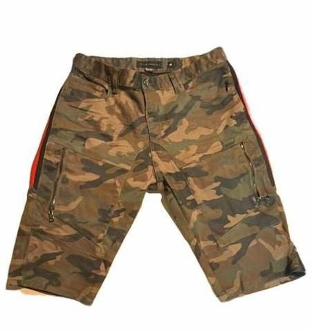 Decibel Camouflage Cargo Shorts with Red Side Stripe Size 36